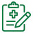 Clipboard and pen icon graphic