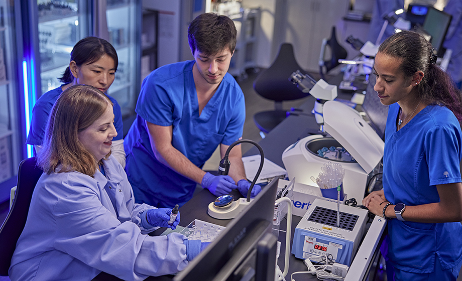 Lab residency students working together