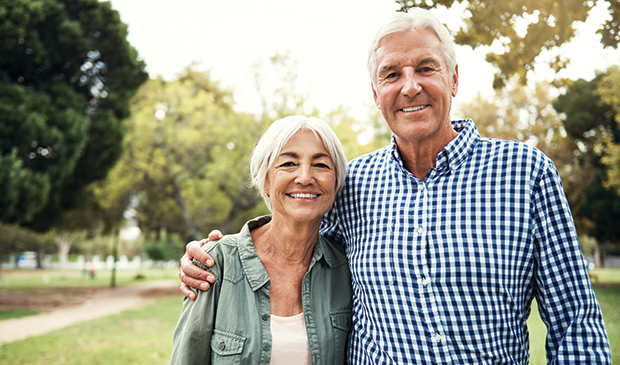 Elderly couple smiling